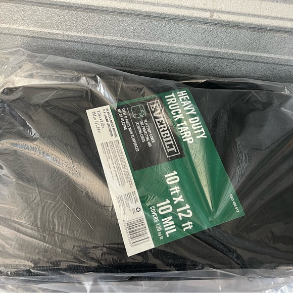 Truck Tarp 10 ft. x 12 ft. Black Heavy Duty Cover with Steel Rings Nylon Webbing - Picture 1 of 2